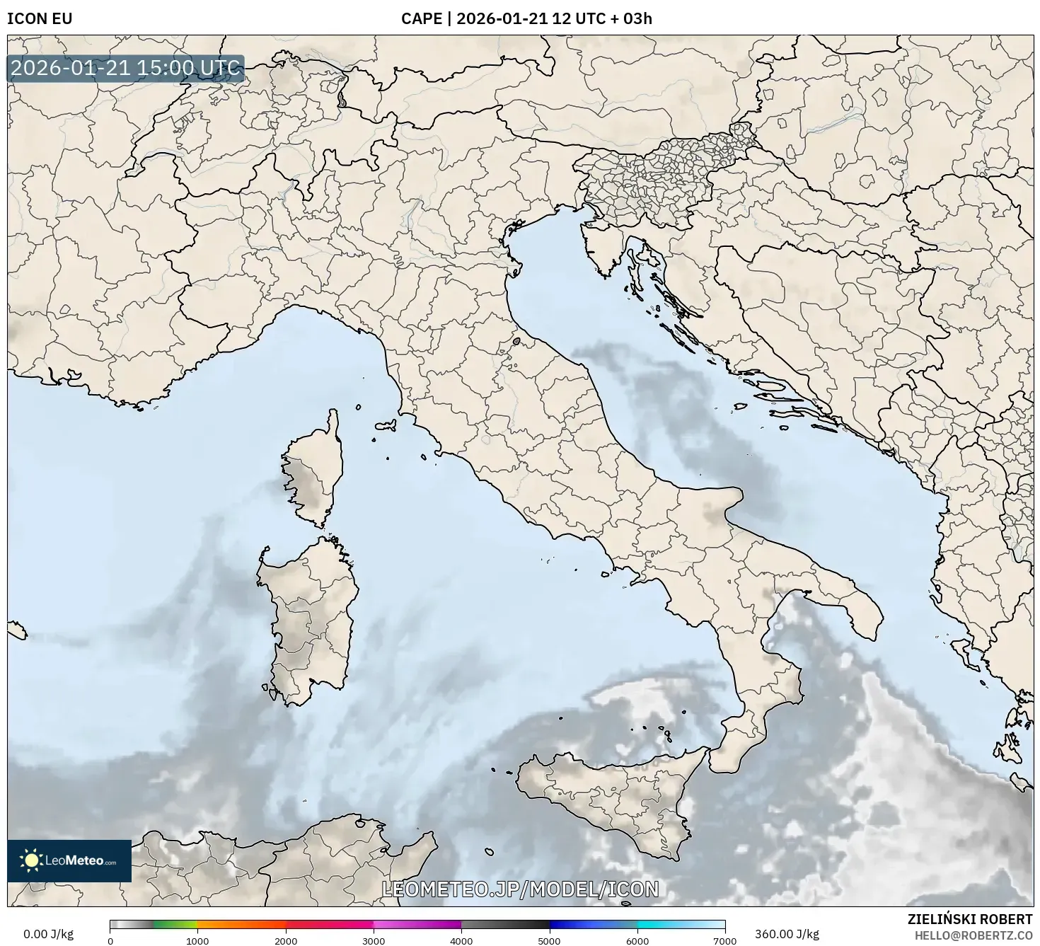 ICON model - イタリア, CAPE