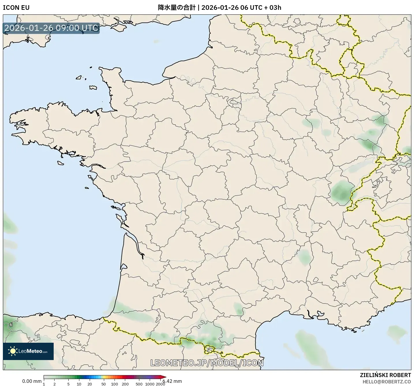 ICON model - フランス, 降水量の合計