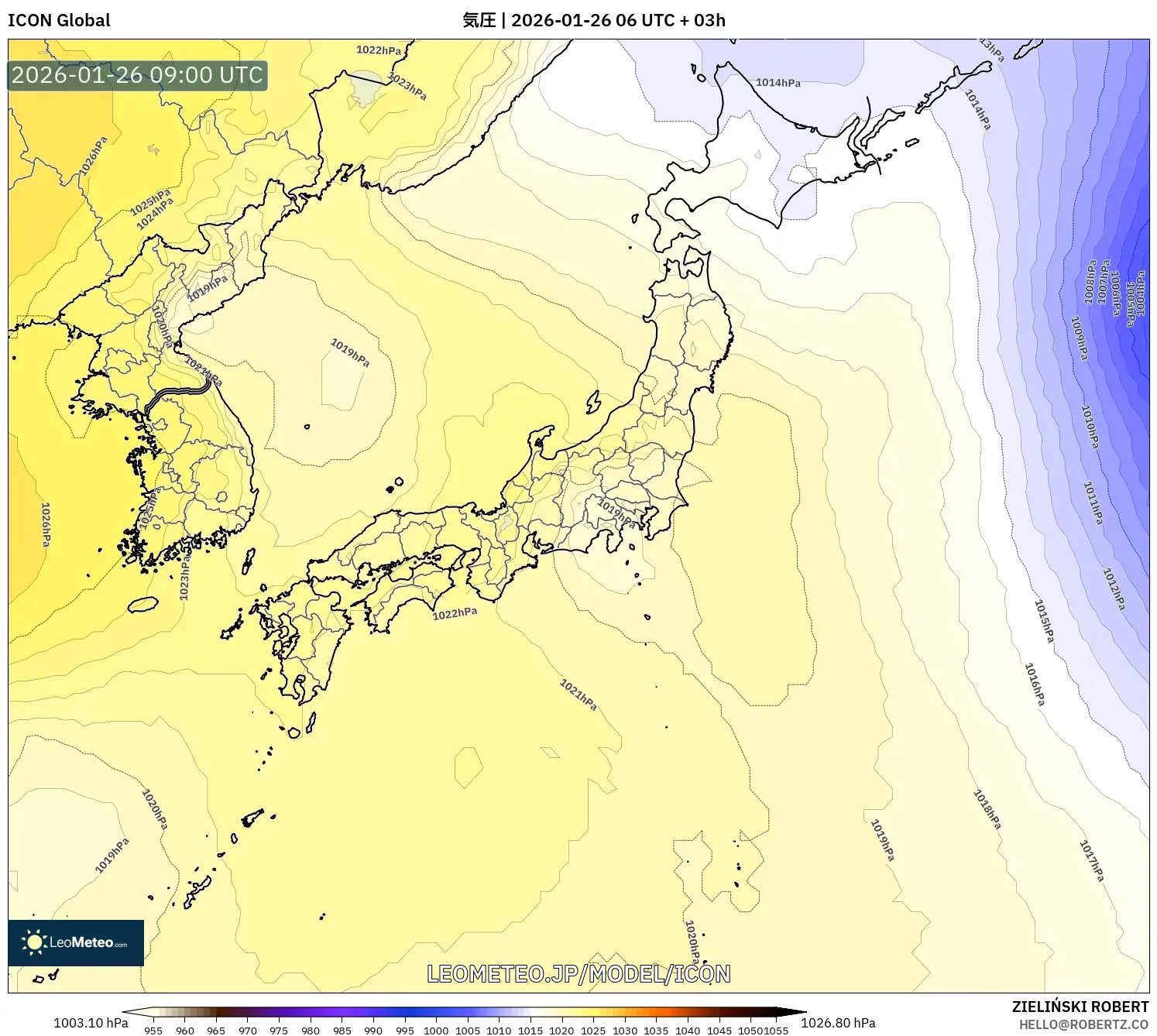 ICON model - 日本, 気圧