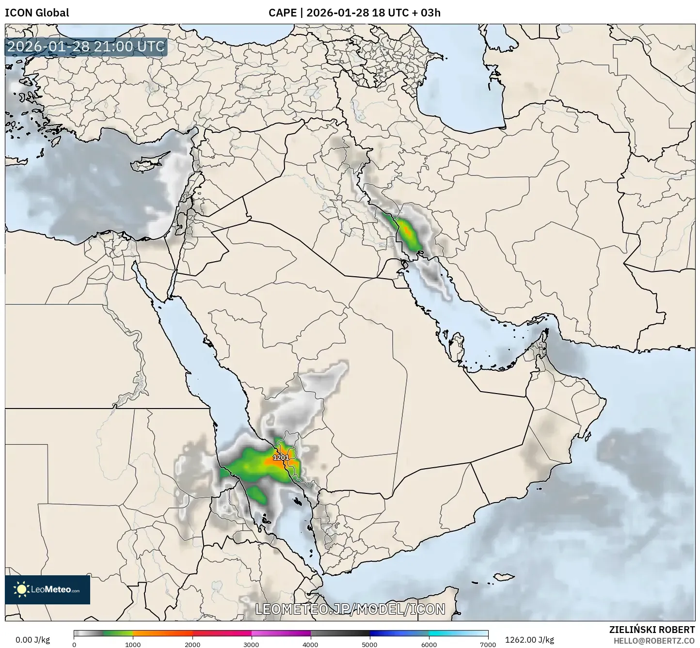 ICON model - 中東, CAPE