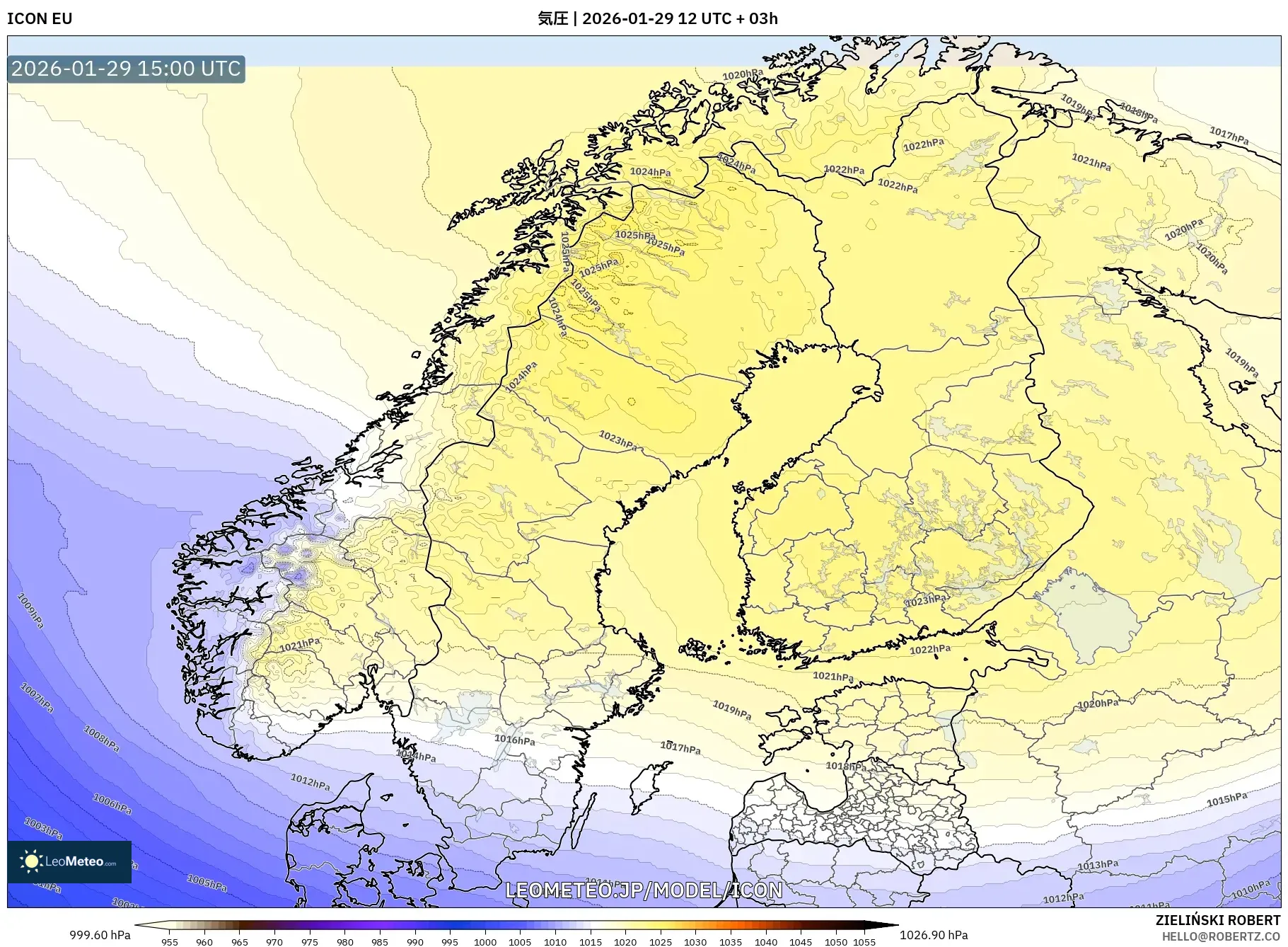ICON model - スカンジナビア, 気圧