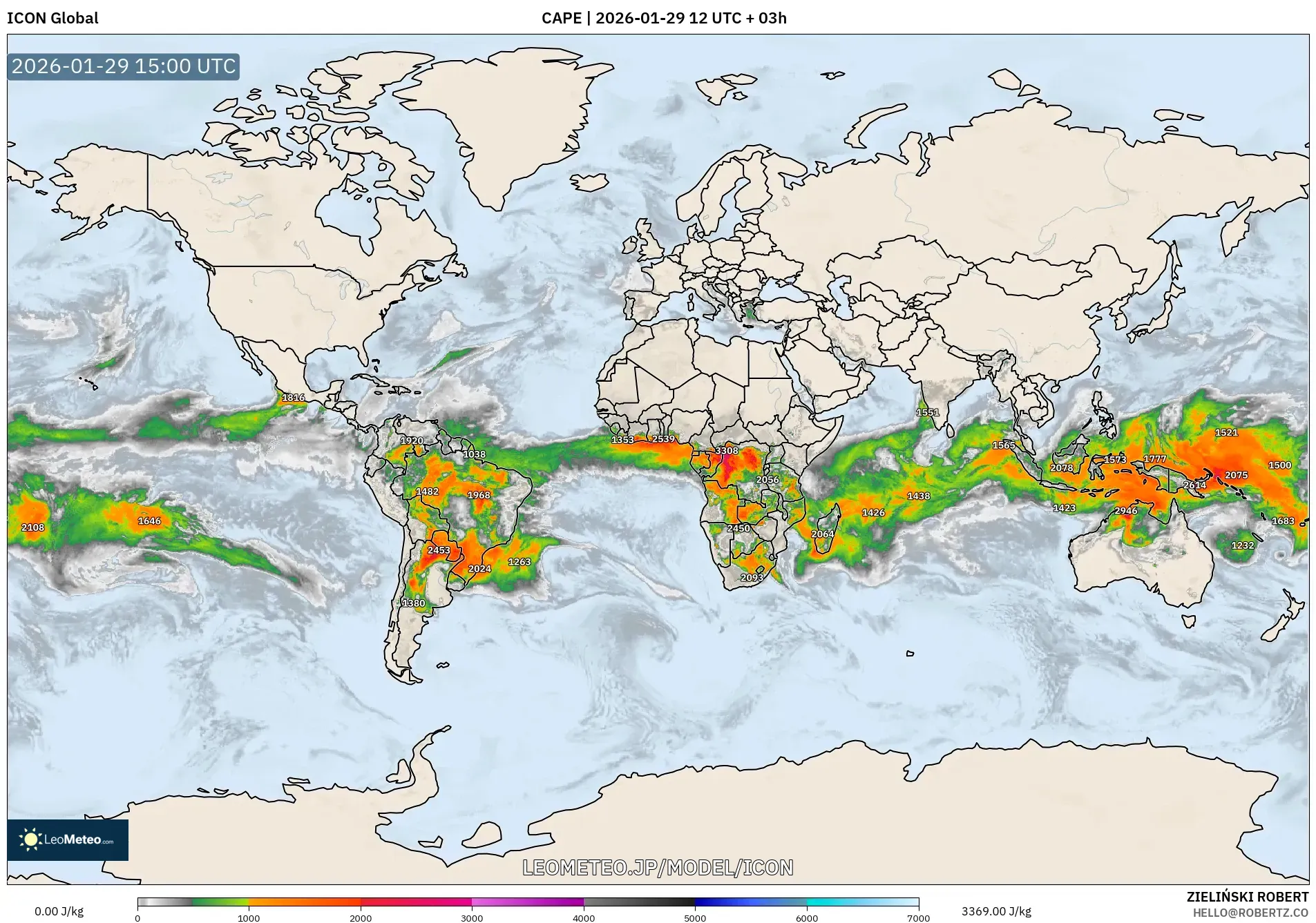 ICON model - 世界, CAPE