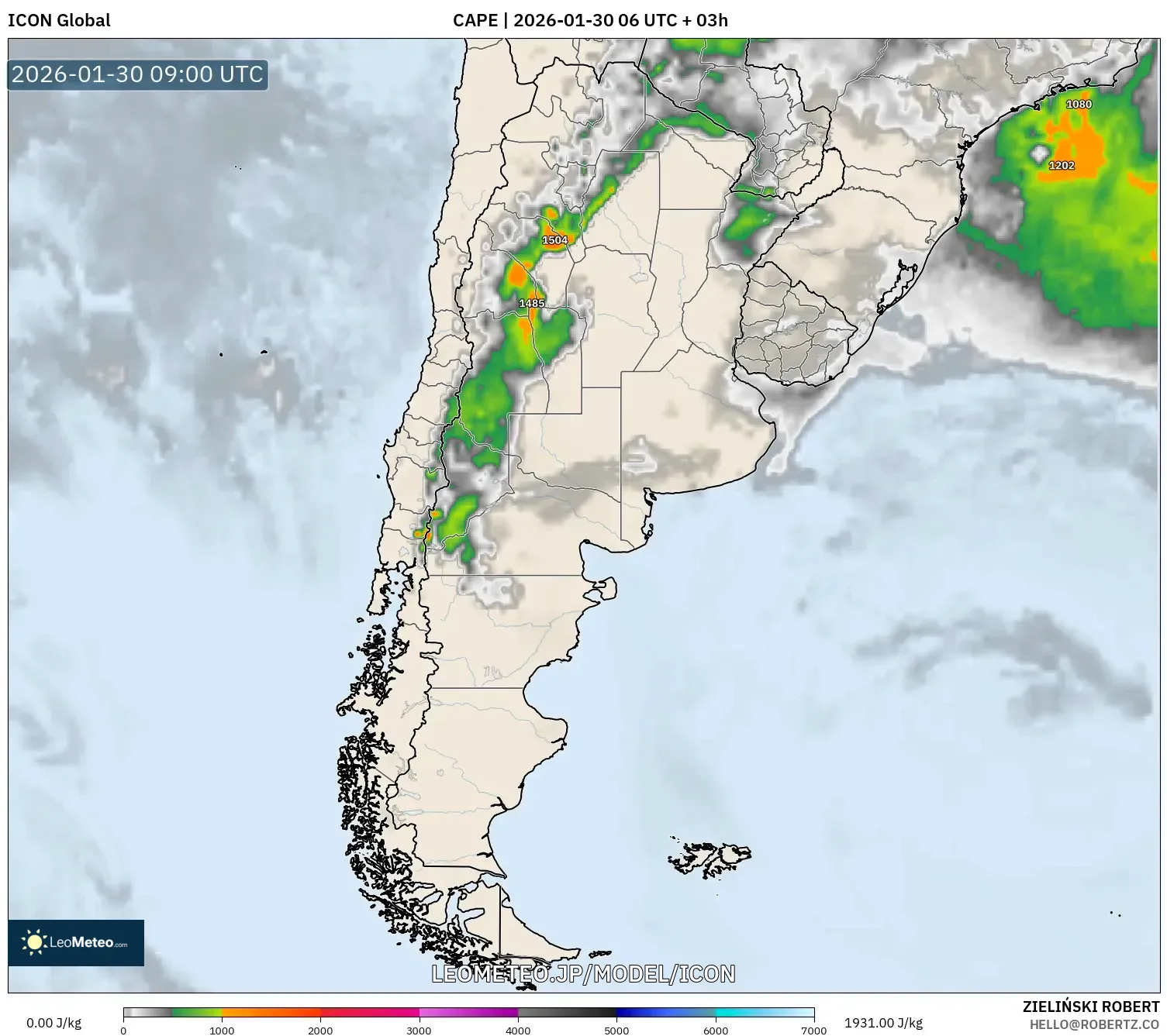 ICON model - アルゼンチン, CAPE