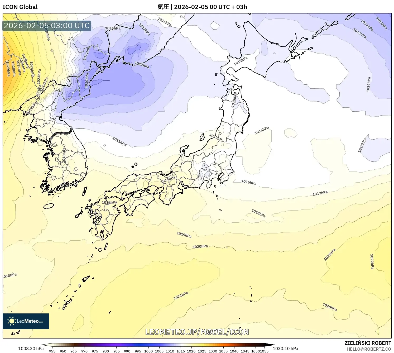 ICON model - 日本, 気圧