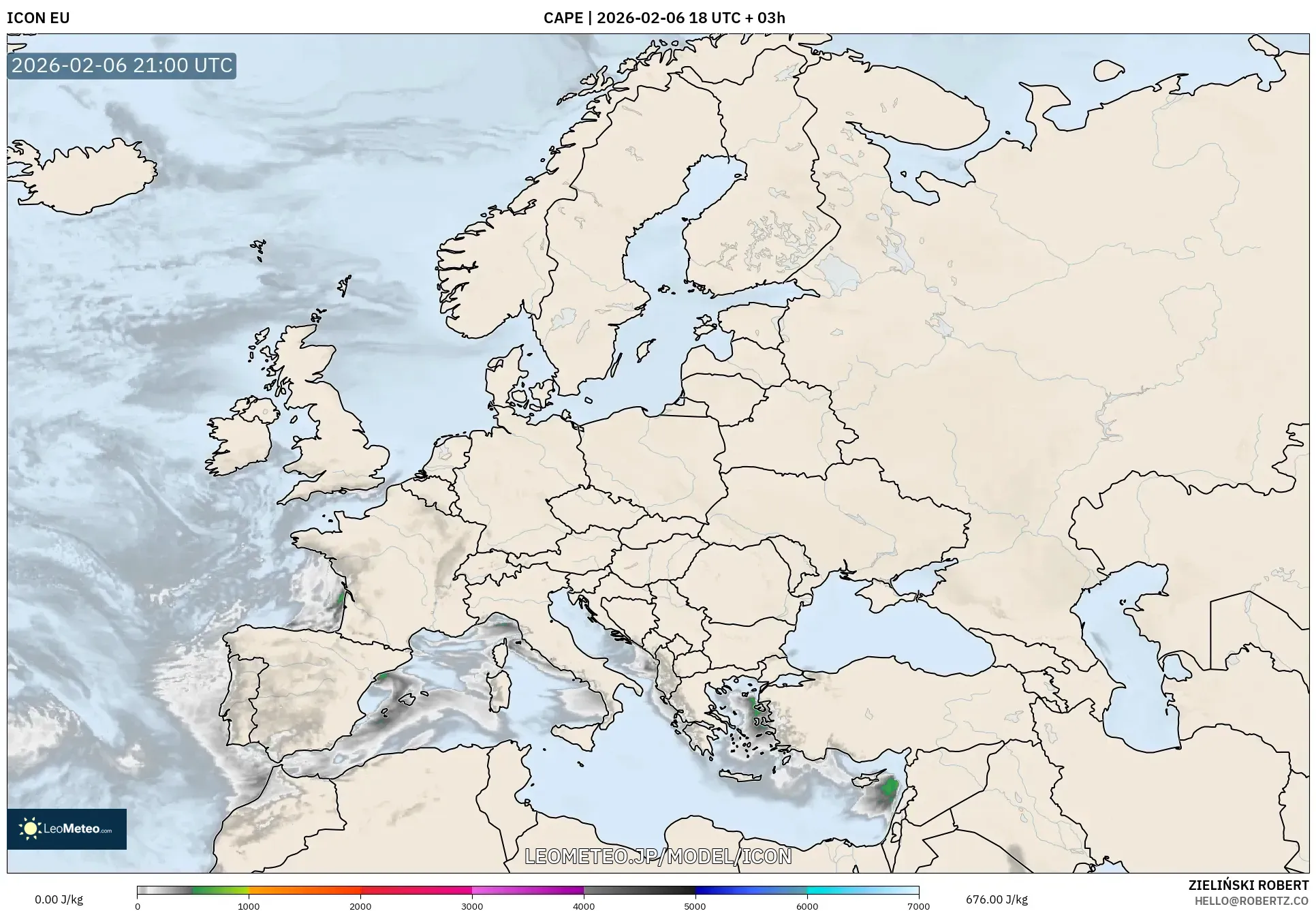 ICON model - ヨーロッパ, CAPE
