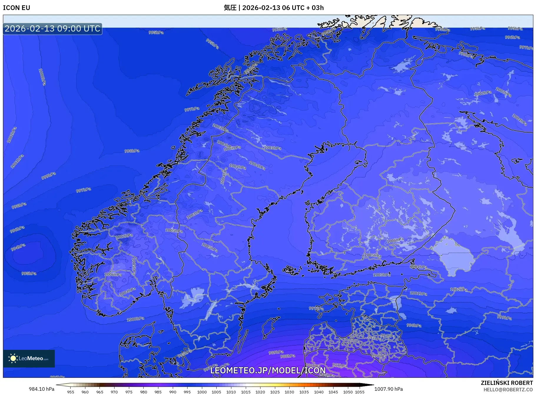 ICON model - スカンジナビア, 気圧