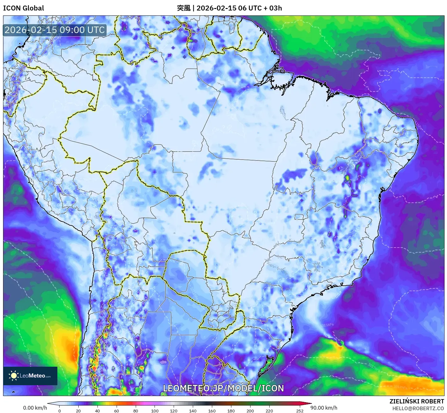 ICON model - ブラジル, 突風