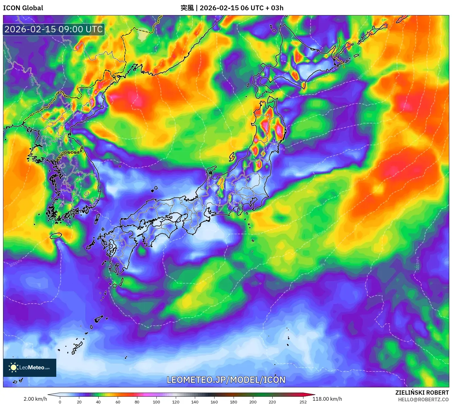 ICON model - 日本, 突風