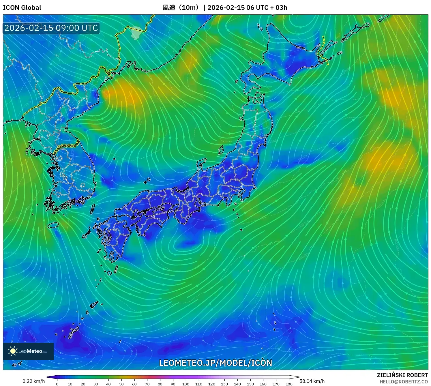 ICON model - 日本, 風速（10m）