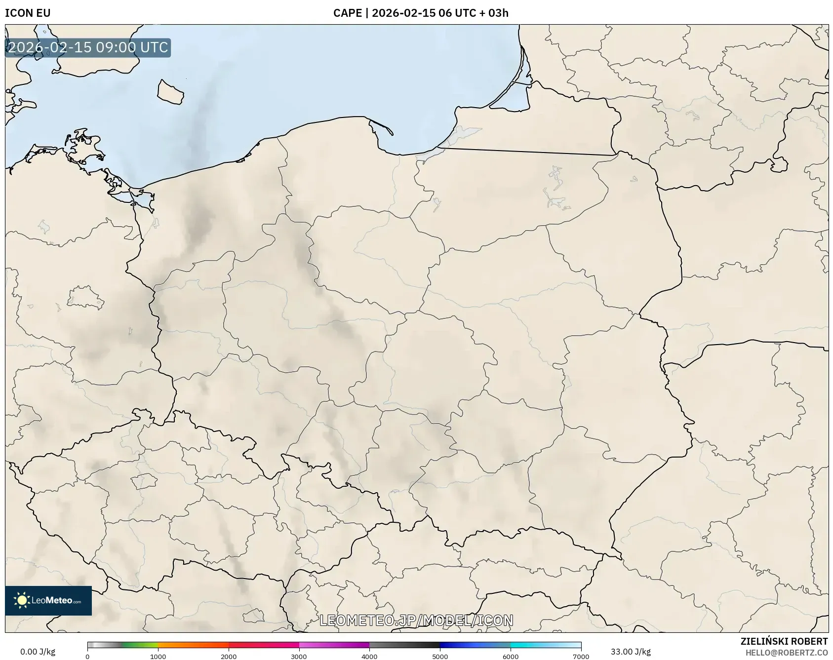 ICON model - ポーランド, CAPE