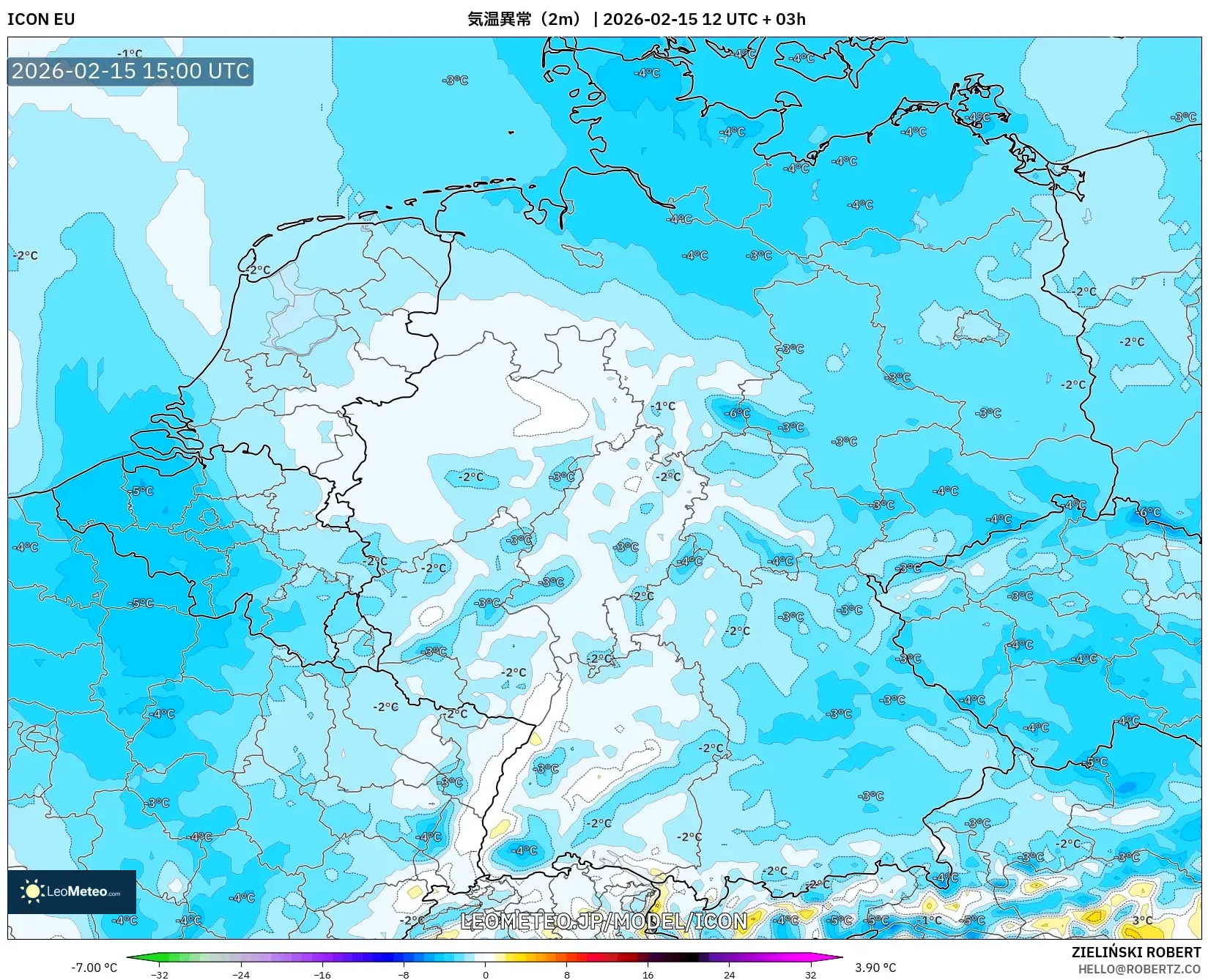 ICON model - ドイツ, 気温異常（2m）