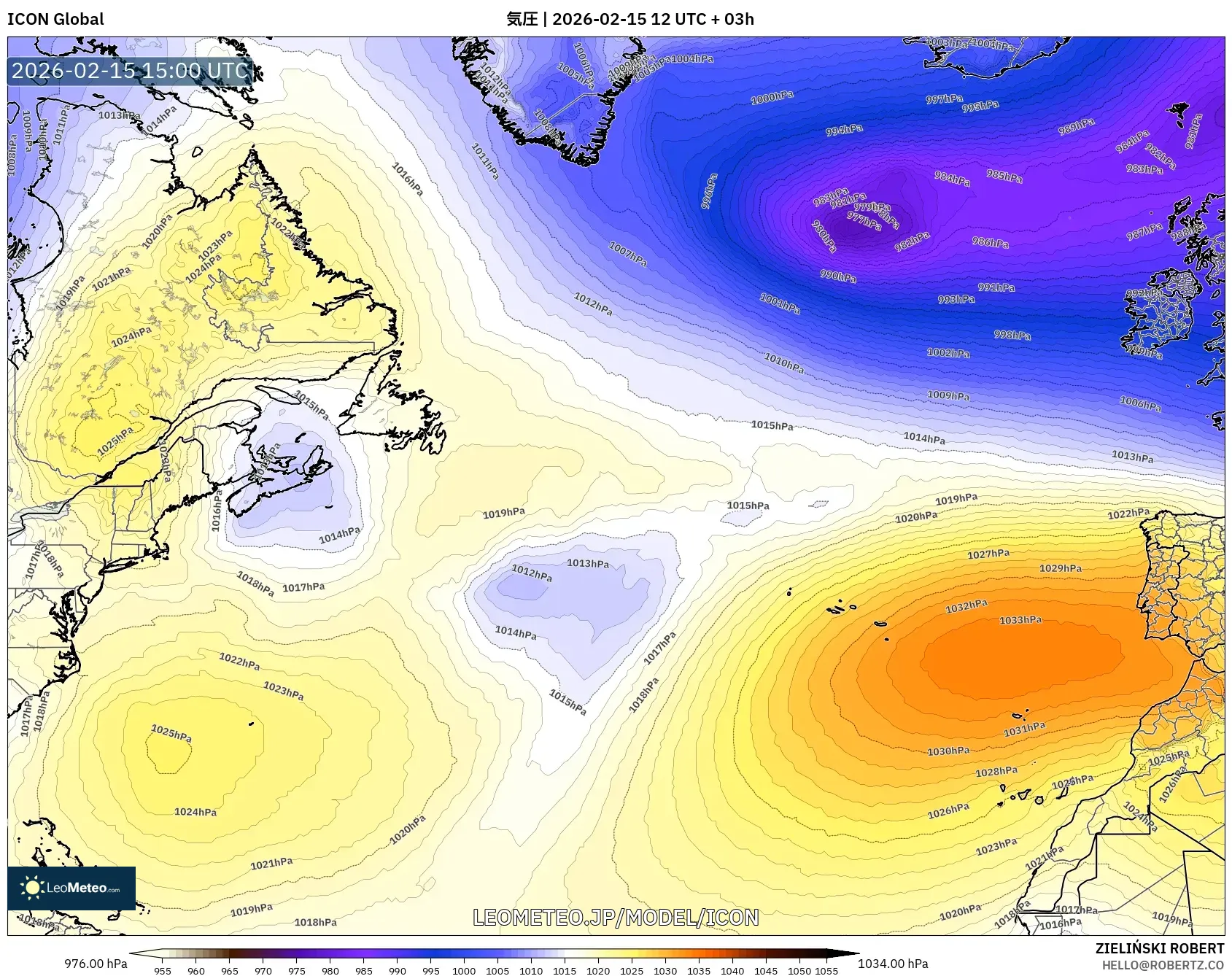 ICON model - 北大西洋, 気圧