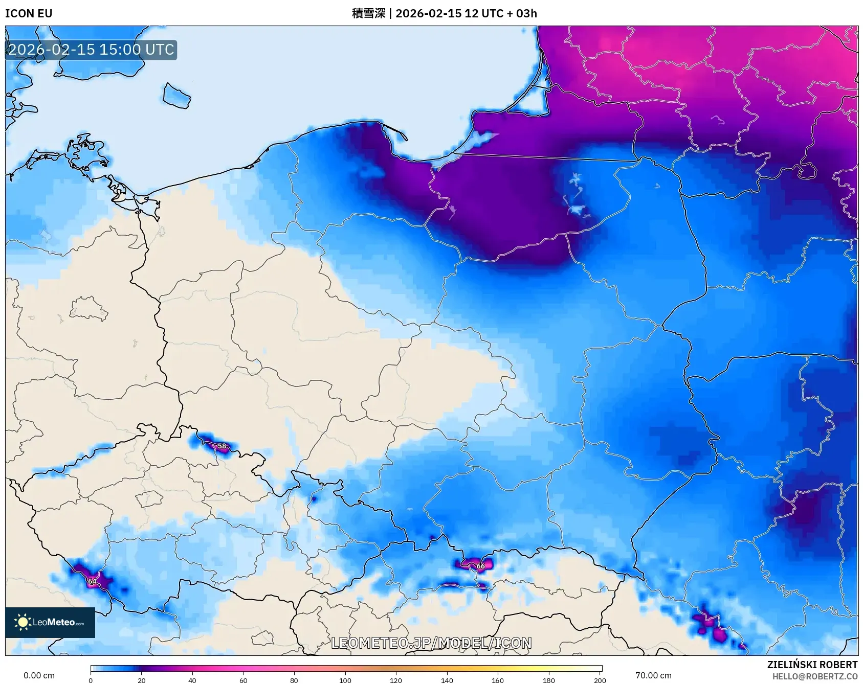 ICON model - ポーランド, 積雪深