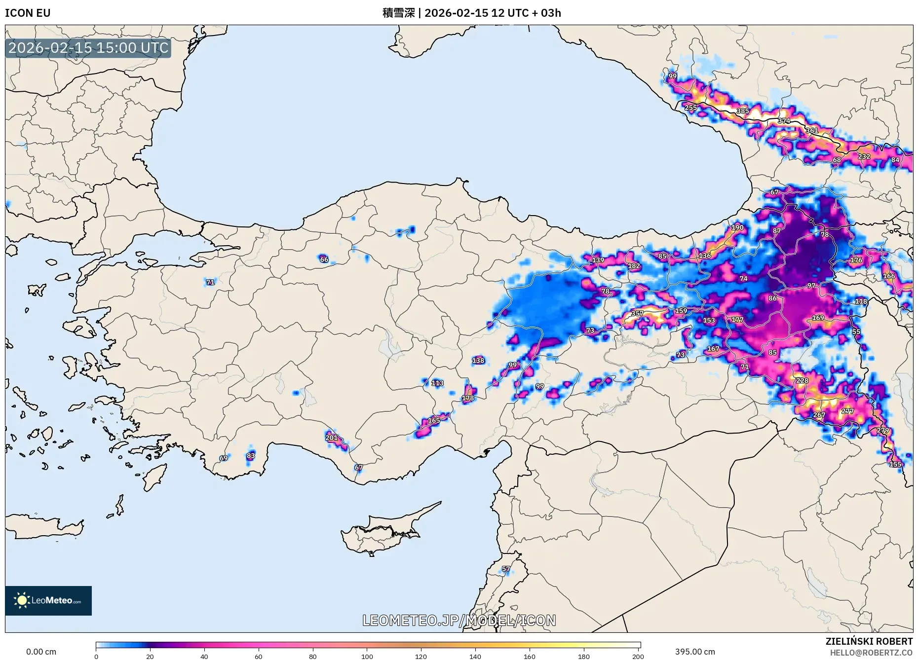 ICON model - トルコ, 積雪深