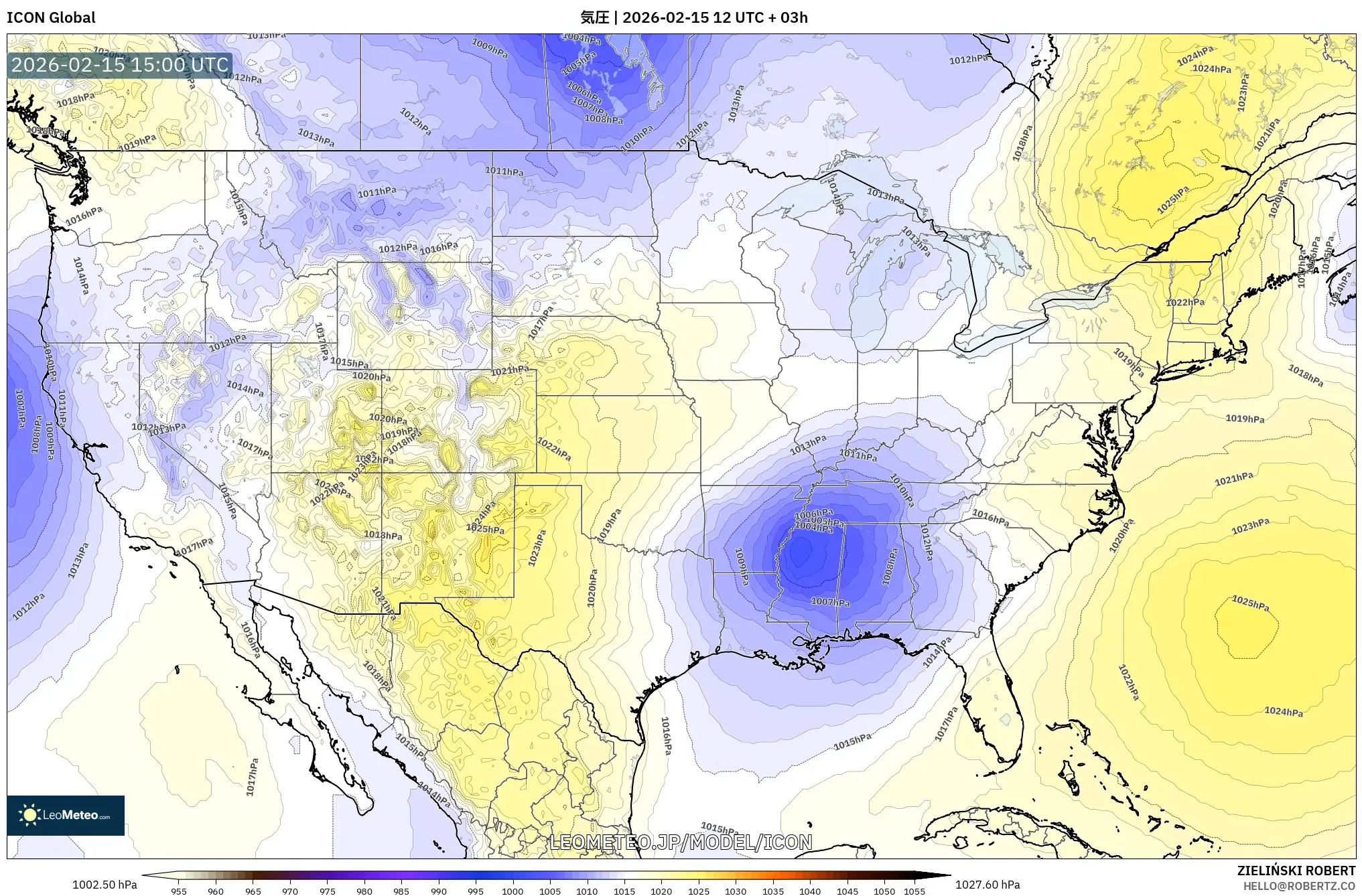 ICON model - アメリカ合衆国, 気圧