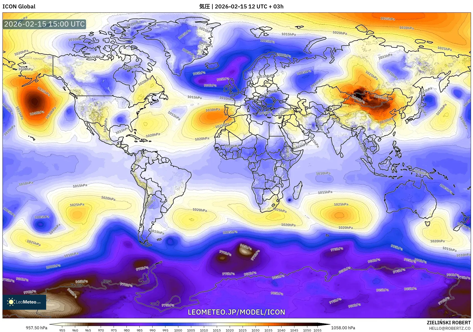ICON model - 世界, 気圧