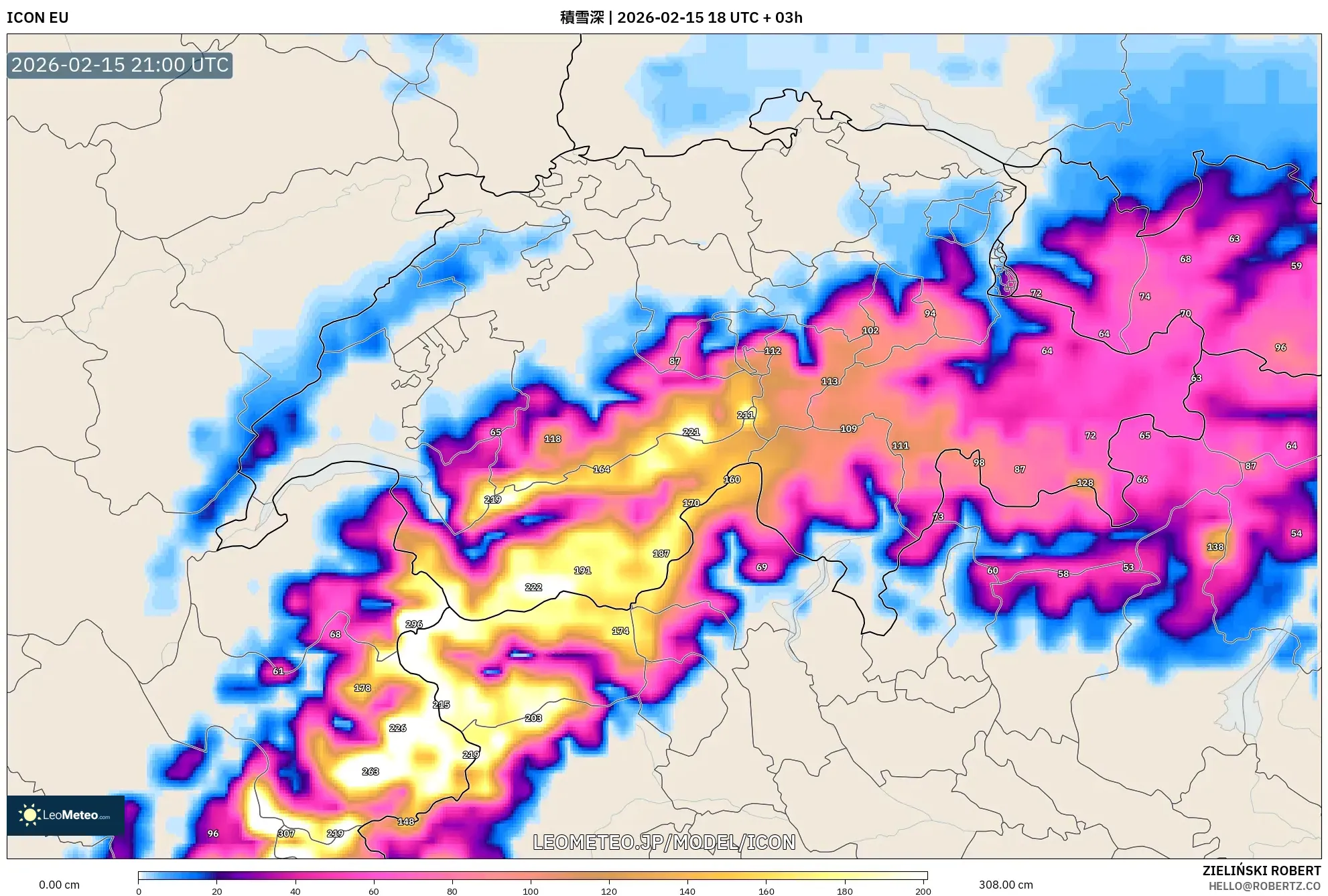 ICON model - スイス, 積雪深
