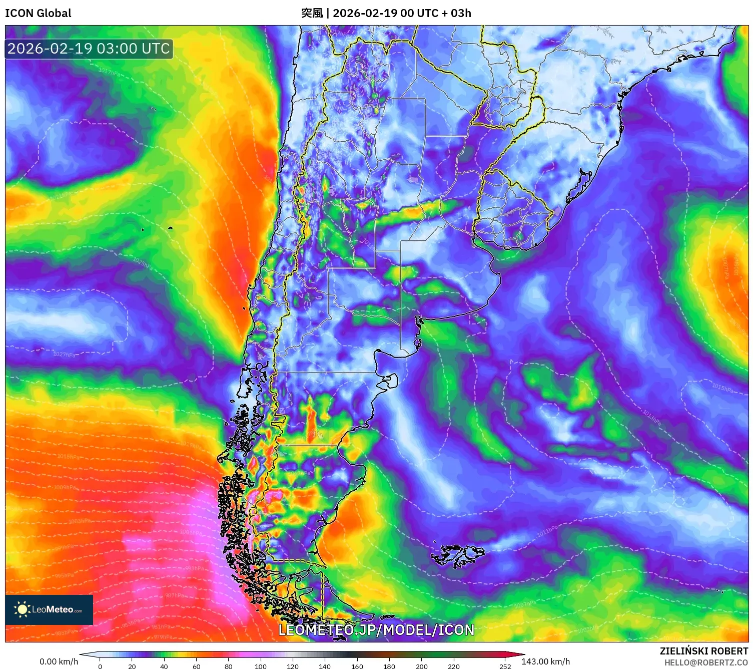 ICON model - アルゼンチン, 突風