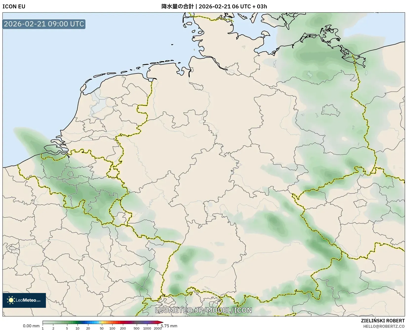 ICON model - ドイツ, 降水量の合計
