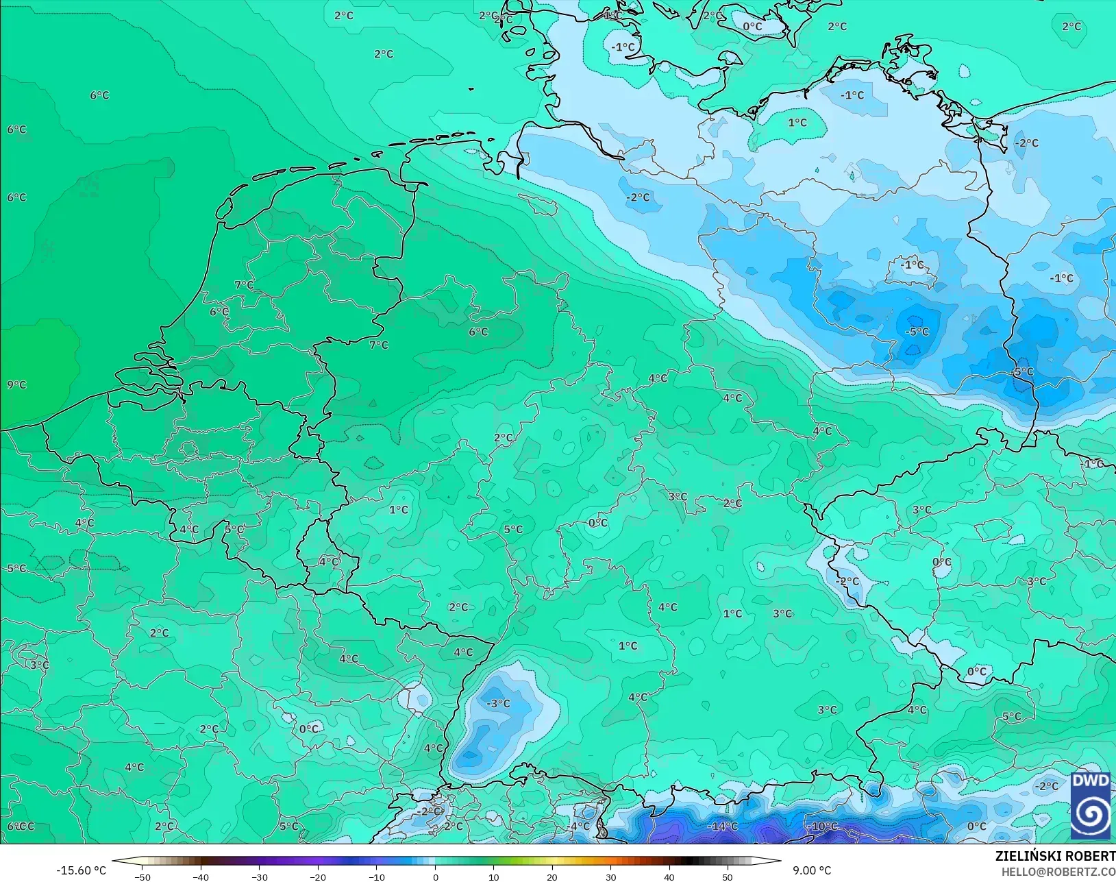 ICON モデル - ドイツ, 露点温度（2m）