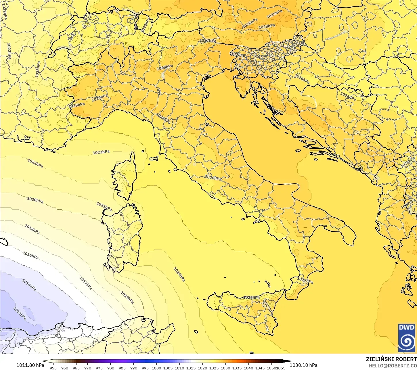 ICON モデル - イタリア, 気圧