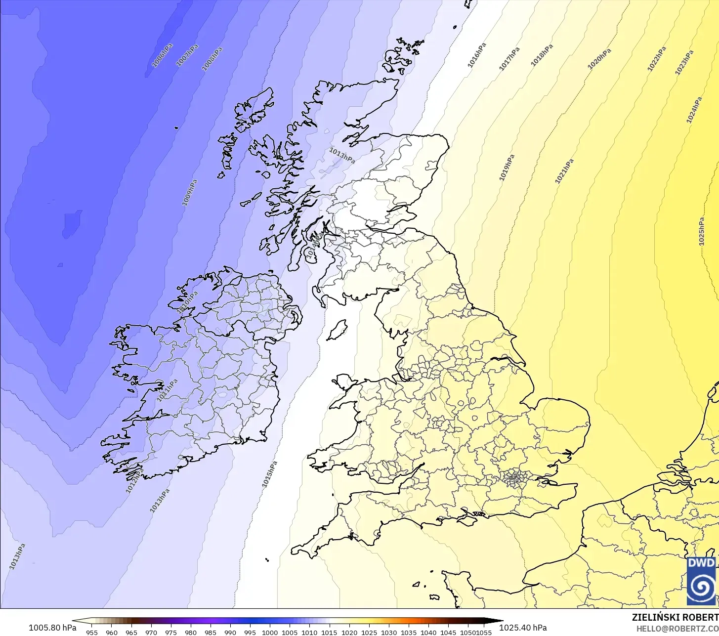 ICON モデル - イギリス, 気圧