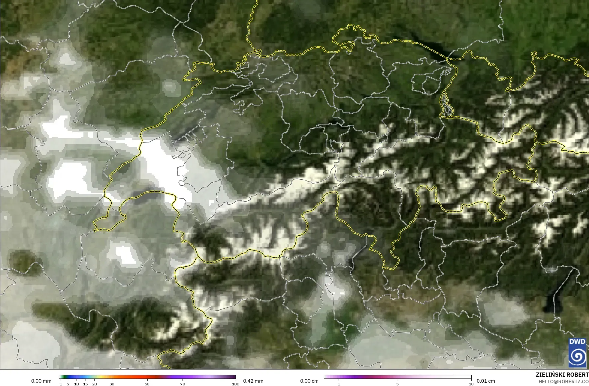 ICON モデル - スイス, 降水量、雲、気圧