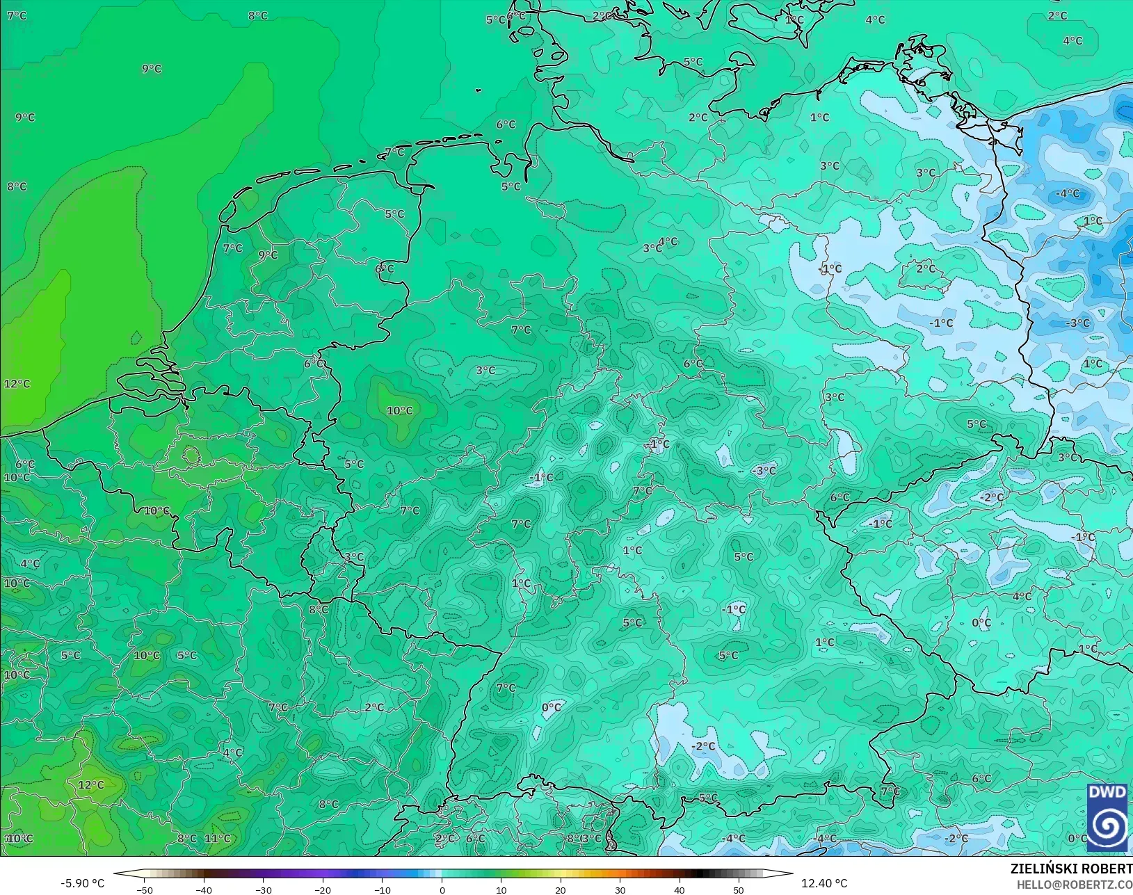 ICON モデル - ドイツ, 気温（2m）
