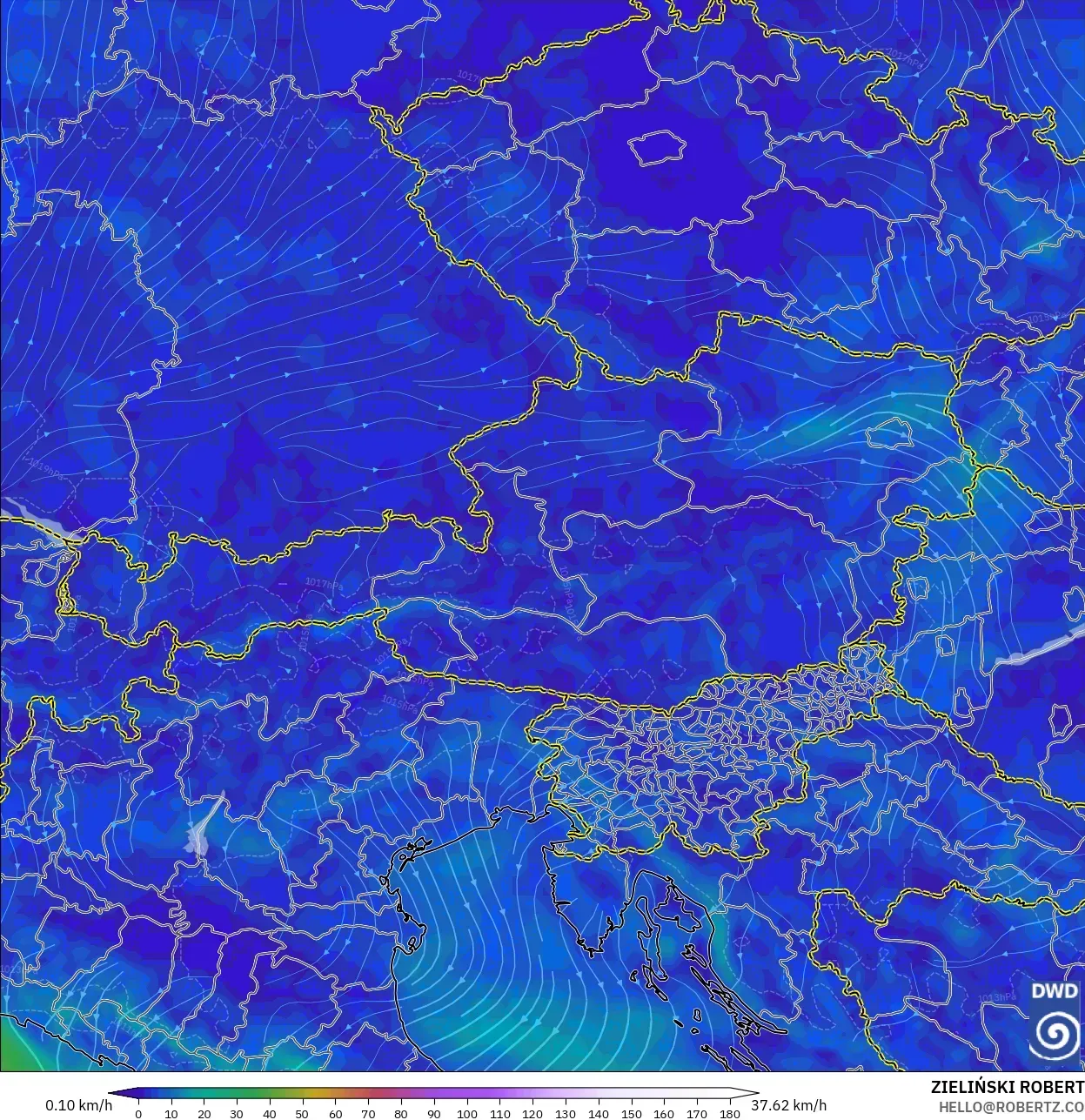 ICON モデル - オーストリア, 風速（10m）