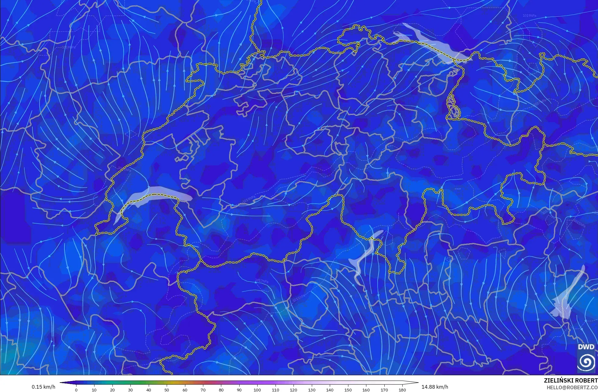 ICON モデル - スイス, 風速（10m）