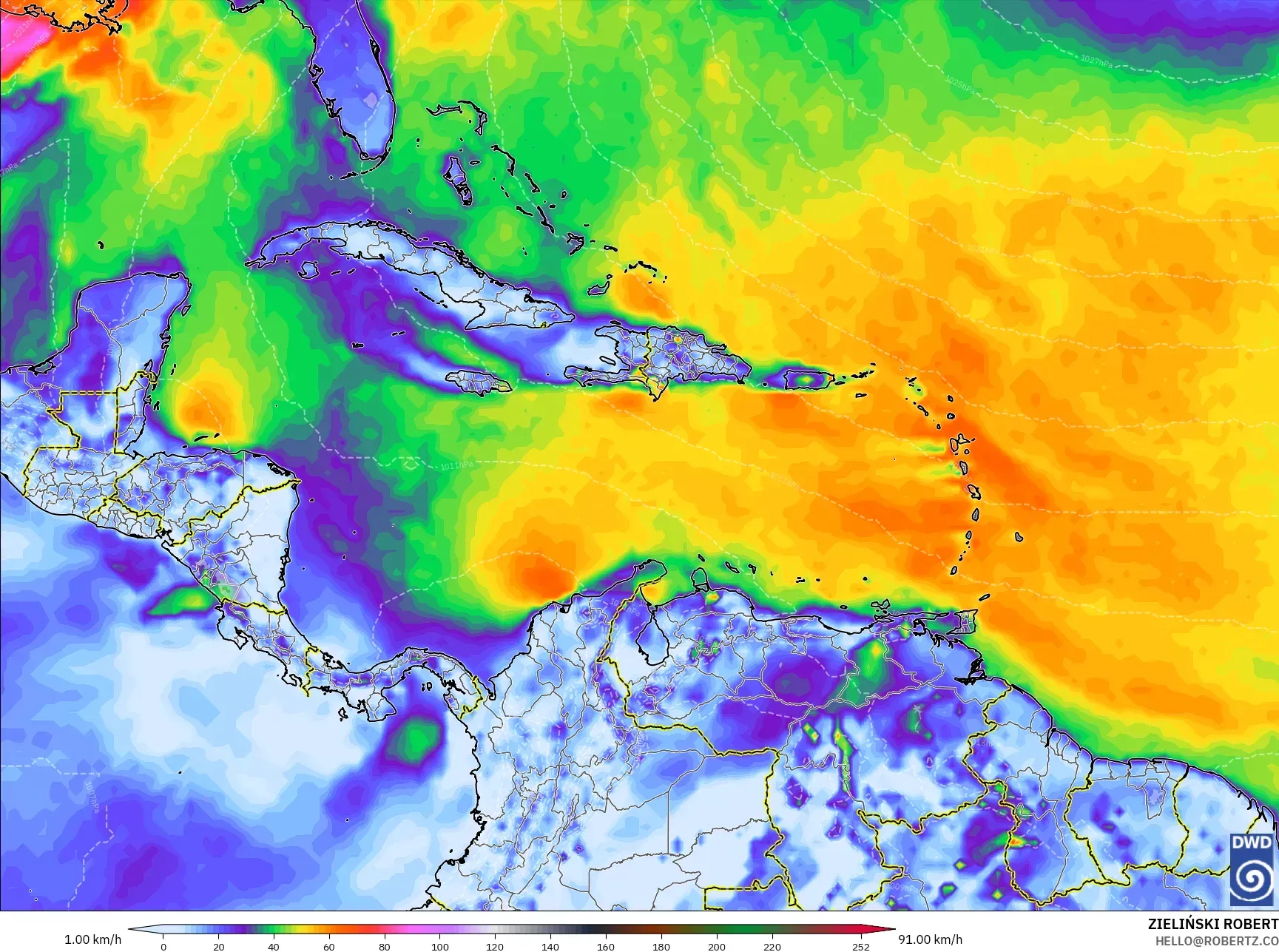 ICON モデル - カリブ海, 突風（最大）