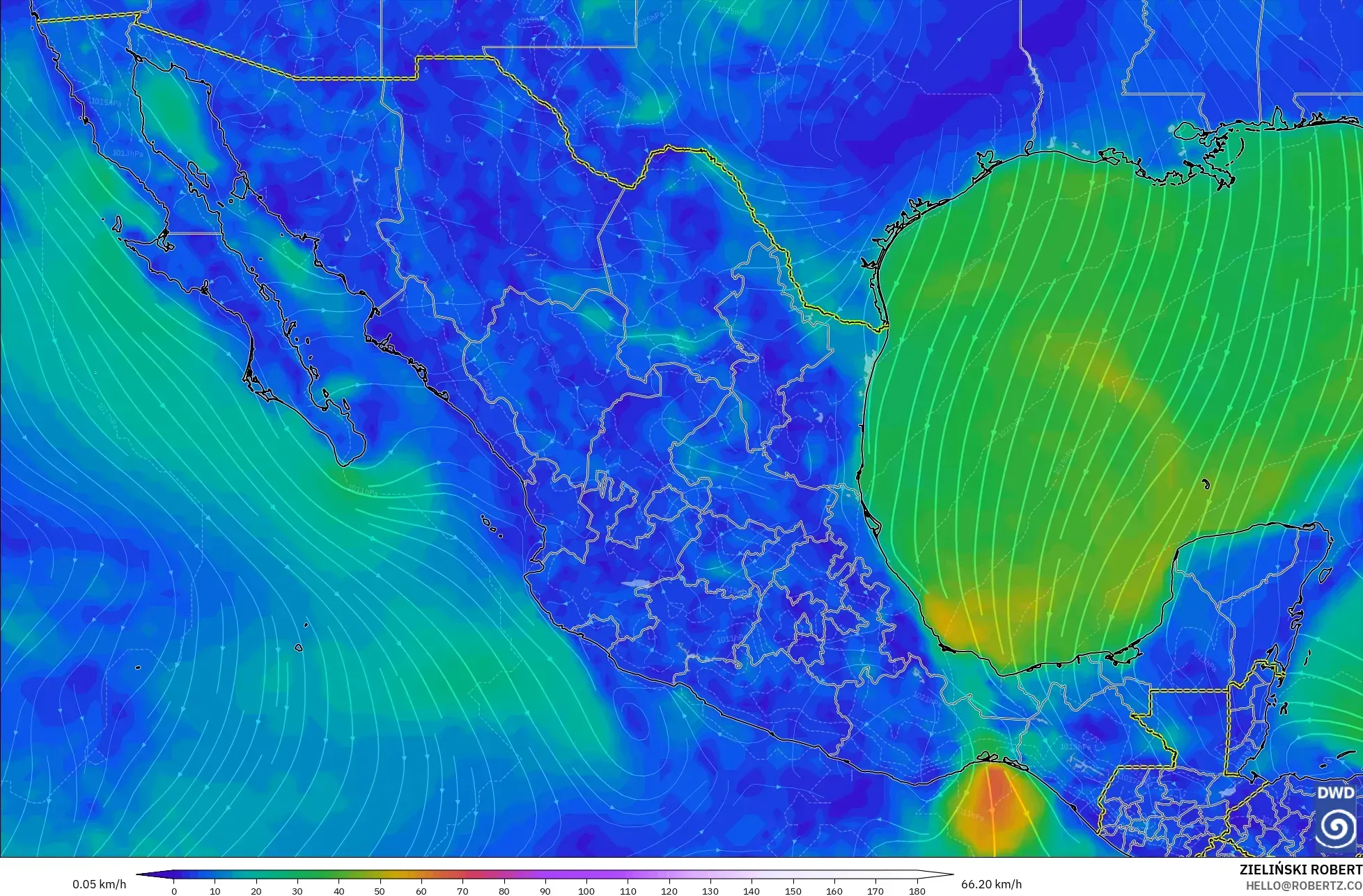 ICON モデル - メキシコ, 風速（10m）