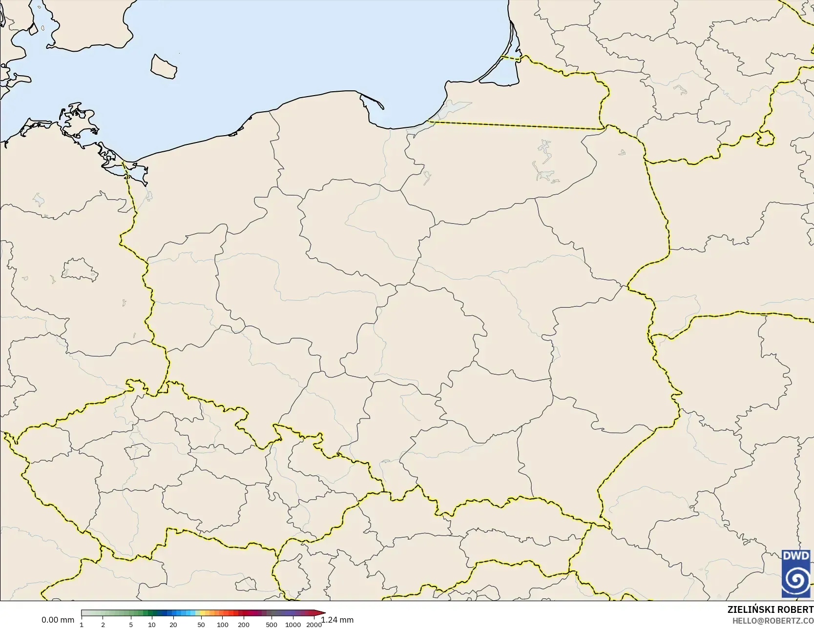 ICON モデル - ポーランド, 降水量の合計