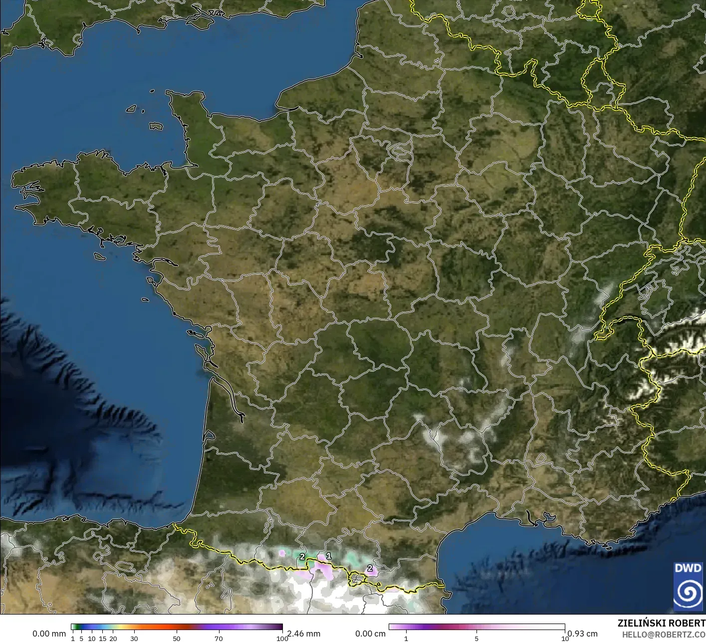 ICON モデル - フランス, 降水量、雲、気圧