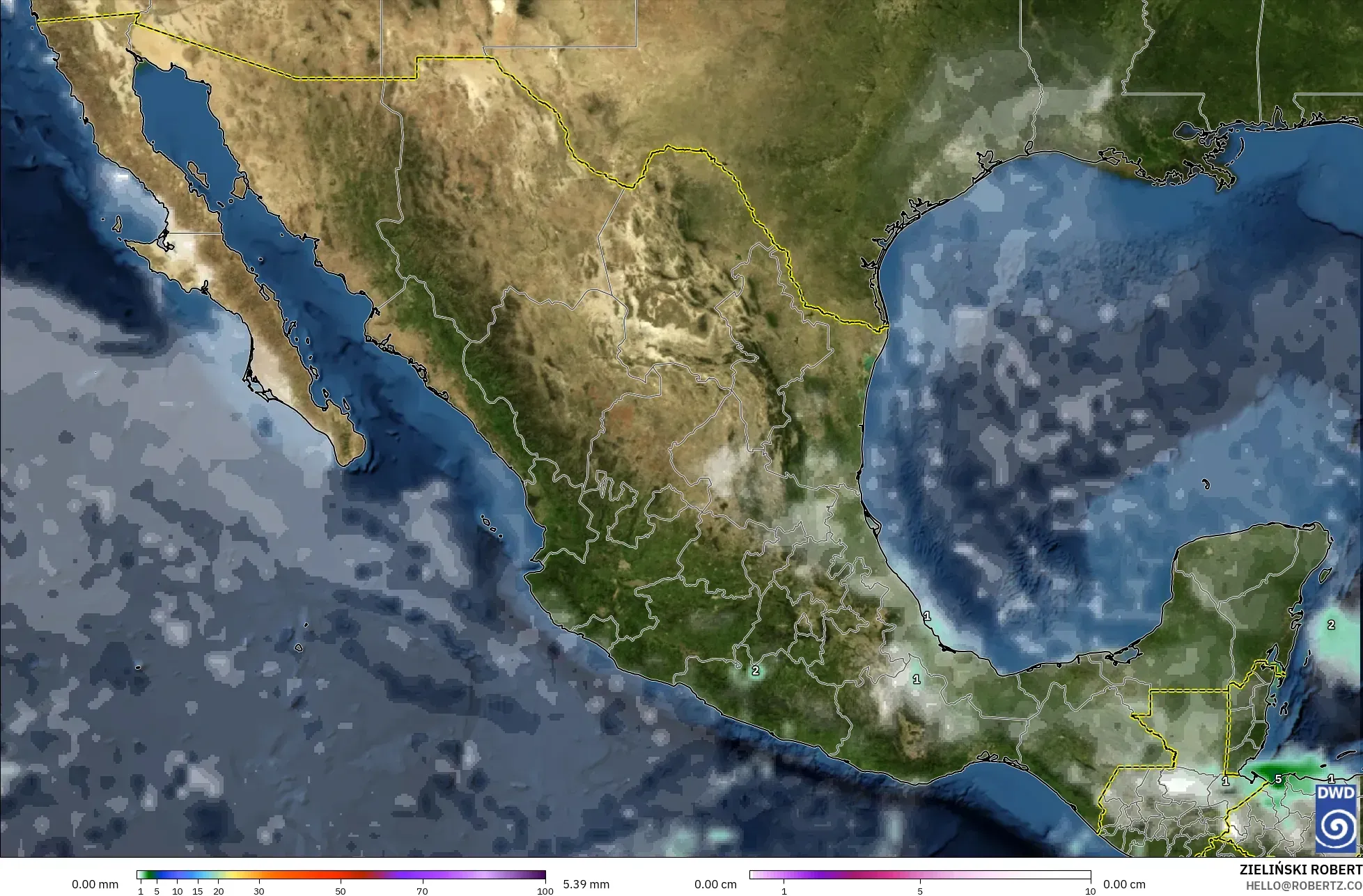 ICON モデル - メキシコ, 降水量、雲、気圧