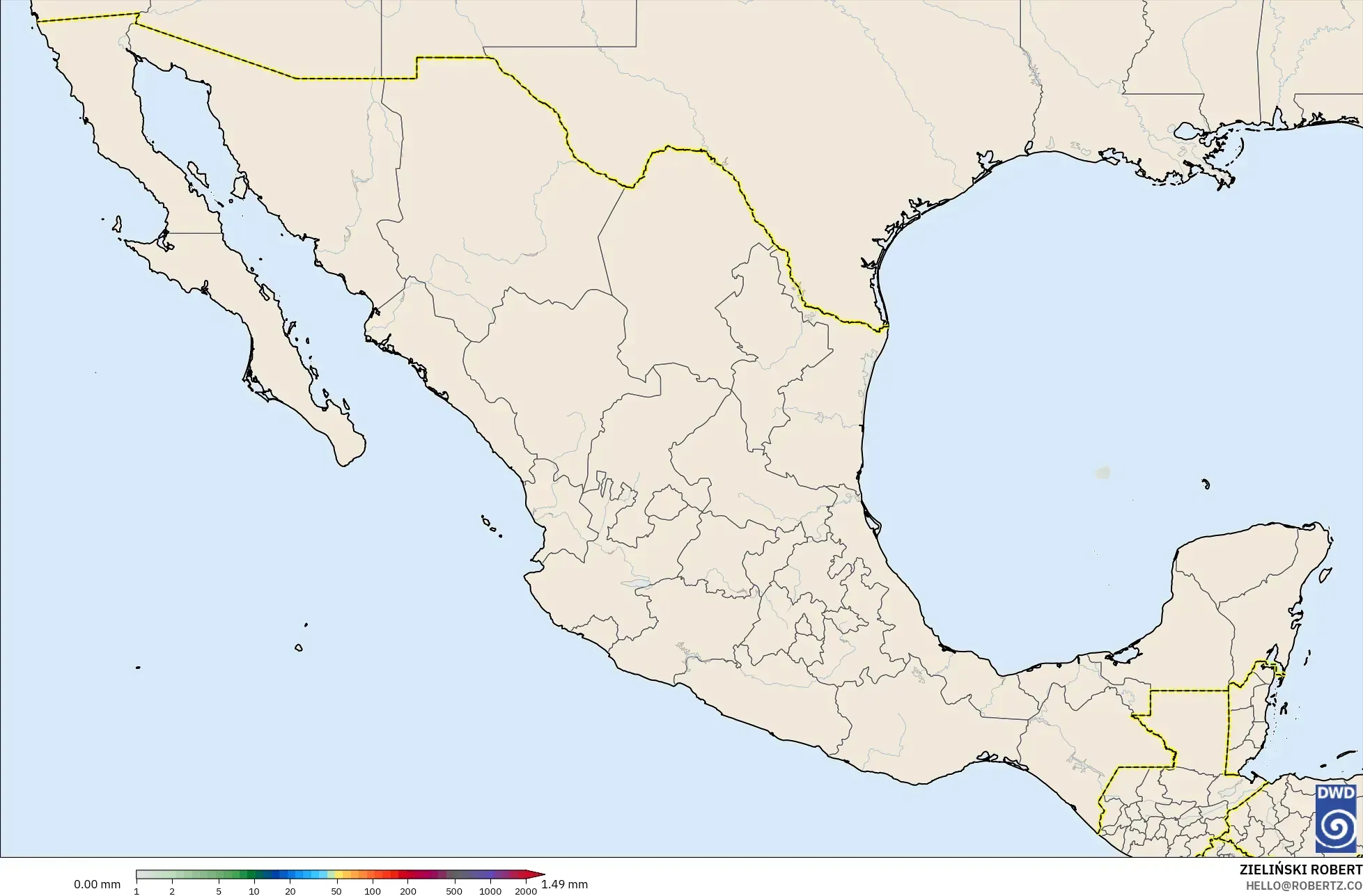 ICON モデル - メキシコ, 降水量の合計