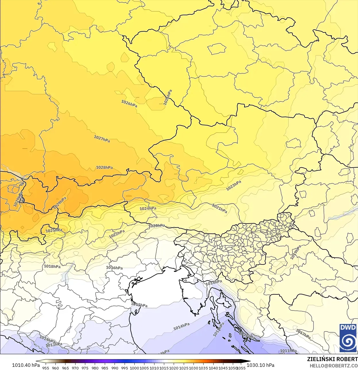 ICON モデル - オーストリア, 気圧
