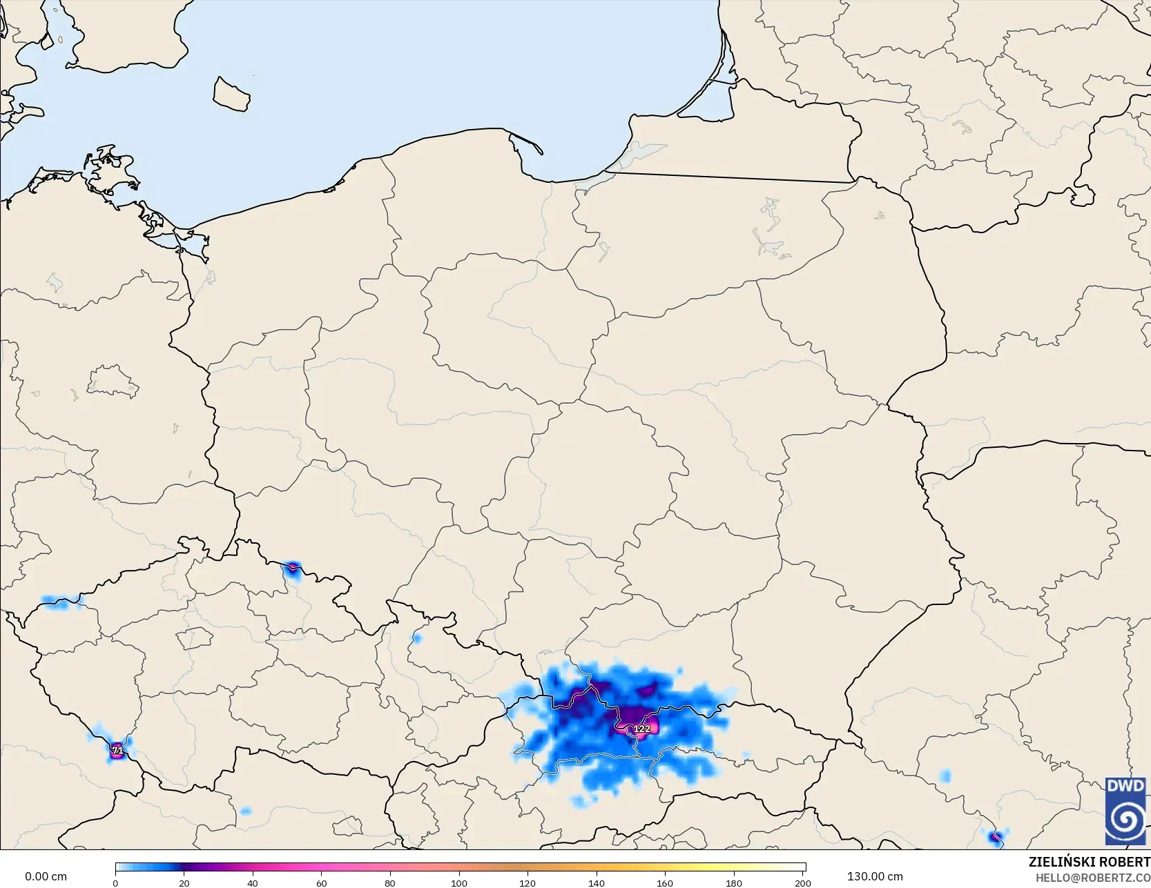 ICON モデル - ポーランド, 積雪深