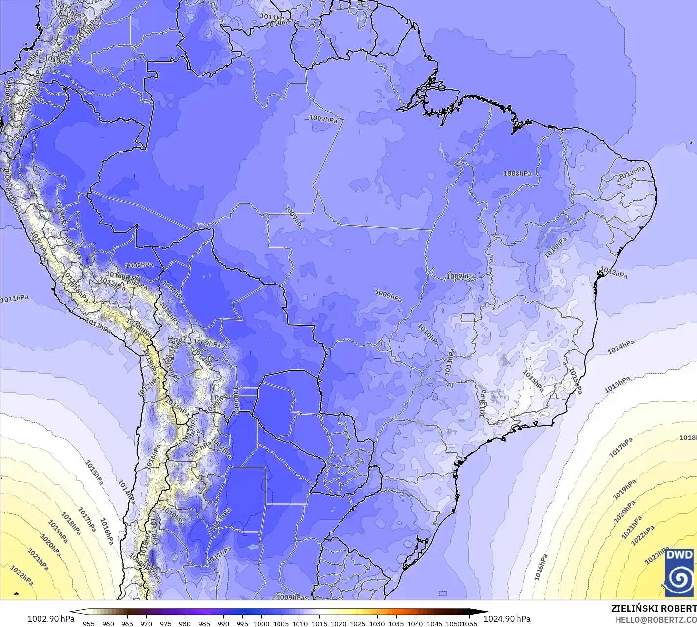 ICON モデル - ブラジル, 気圧