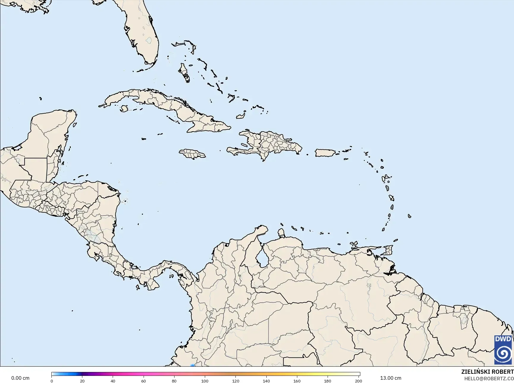 ICON モデル - カリブ海, 積雪深