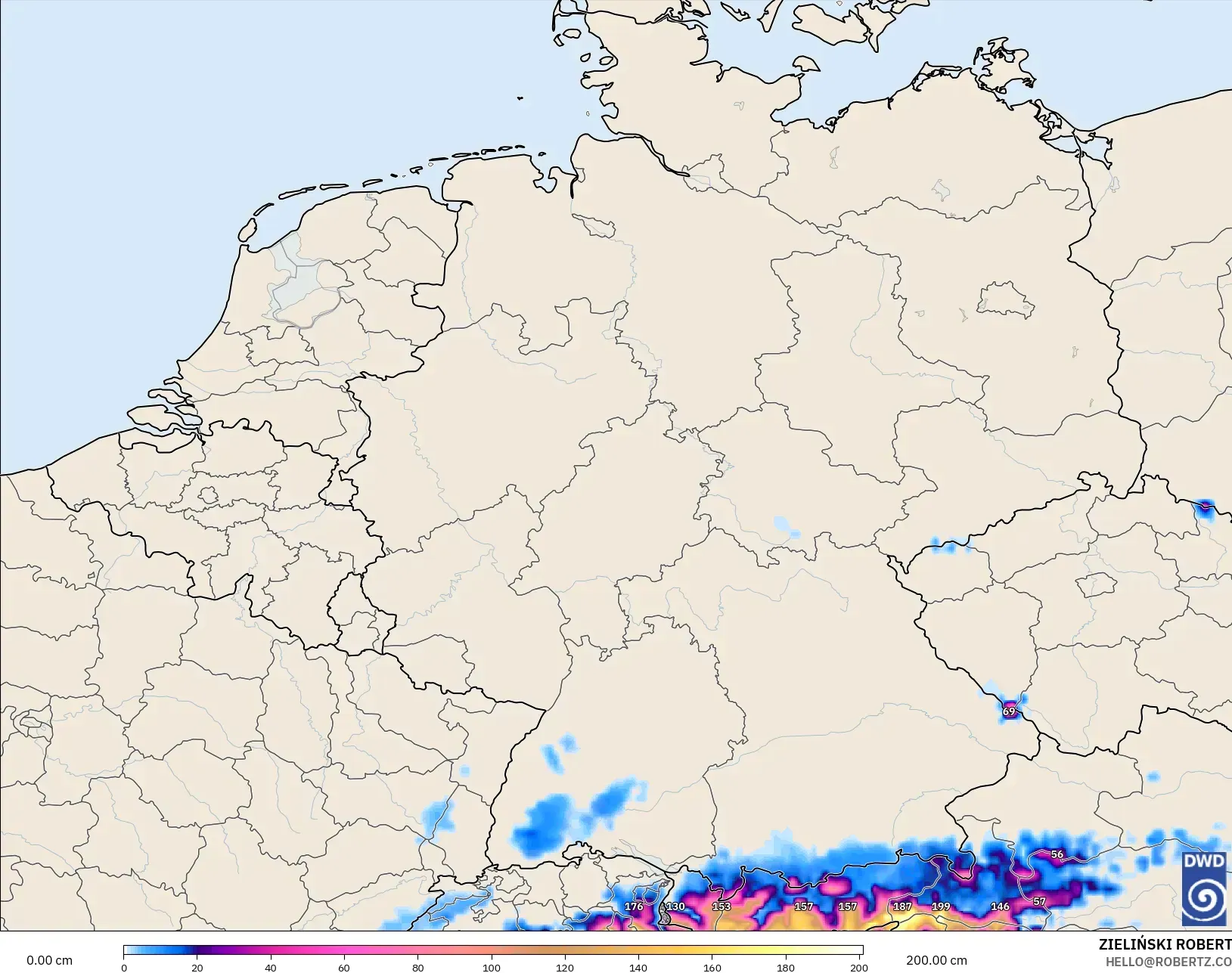 ICON モデル - ドイツ, 積雪深