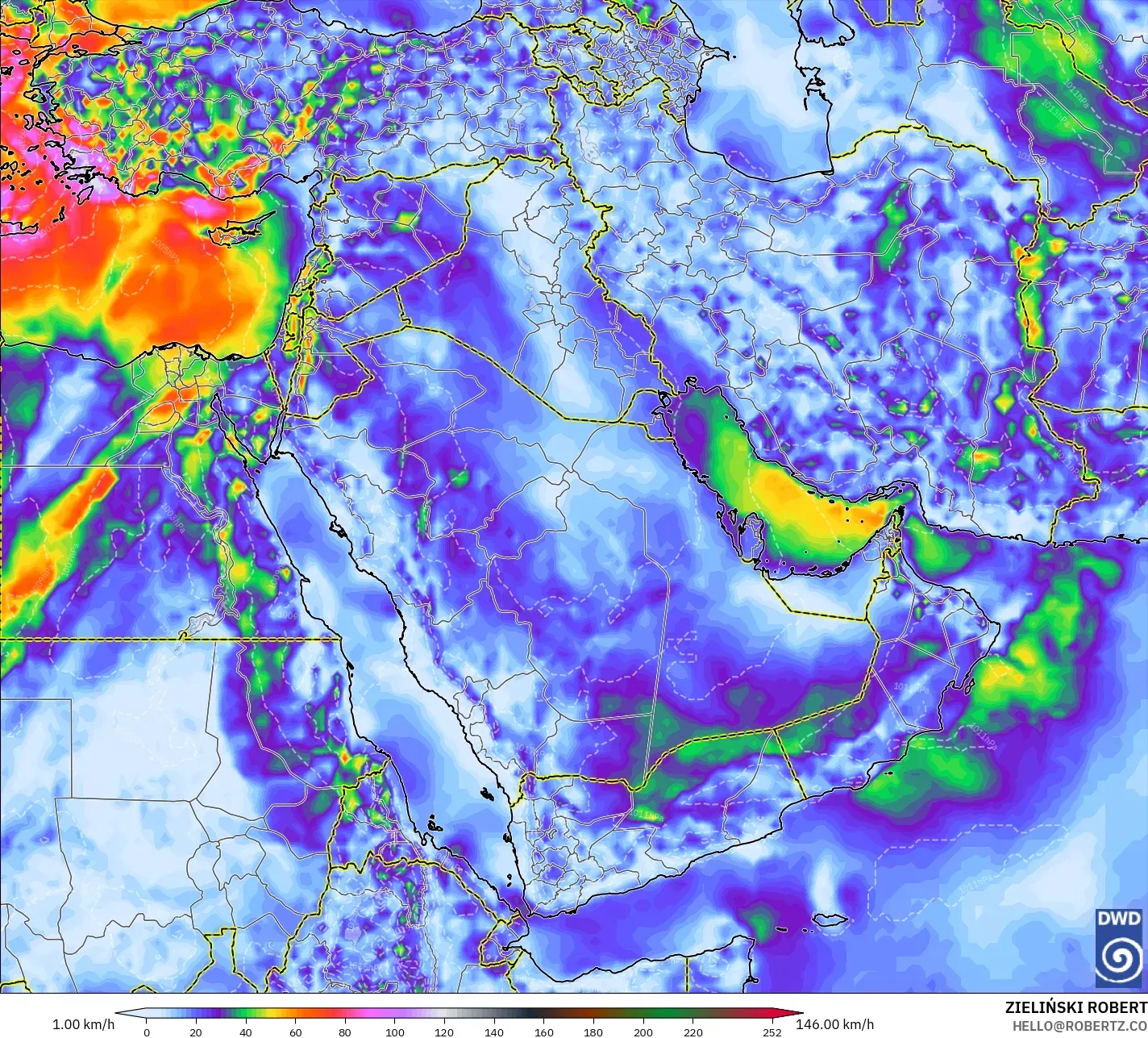 ICON モデル - 中東, 突風（最大）