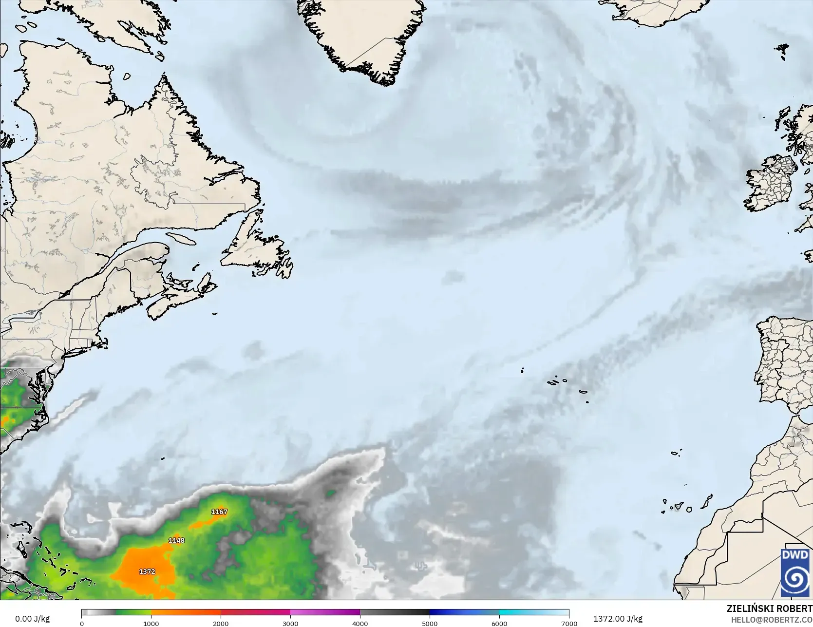 ICON モデル - 北大西洋, CAPE