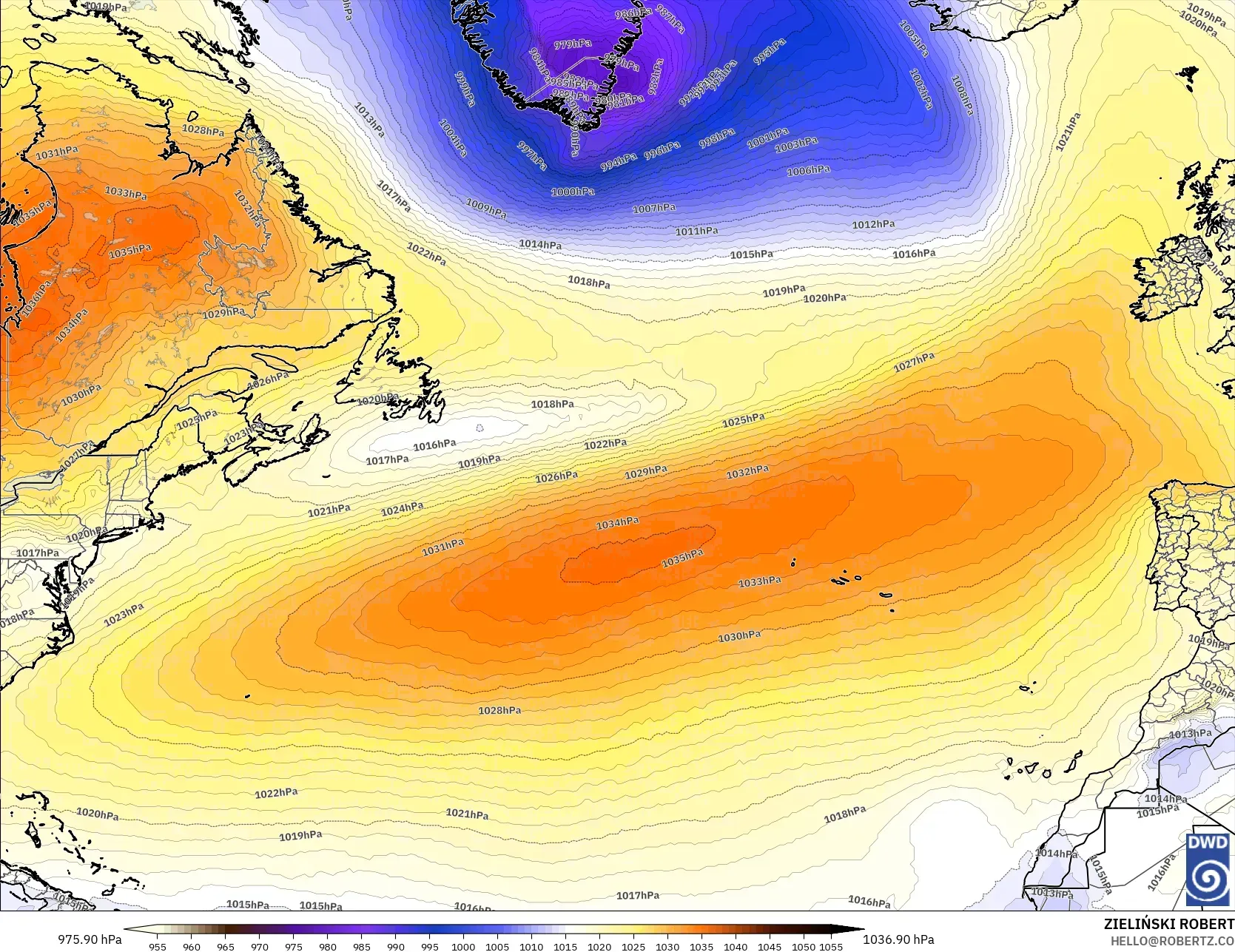 ICON モデル - 北大西洋, 気圧