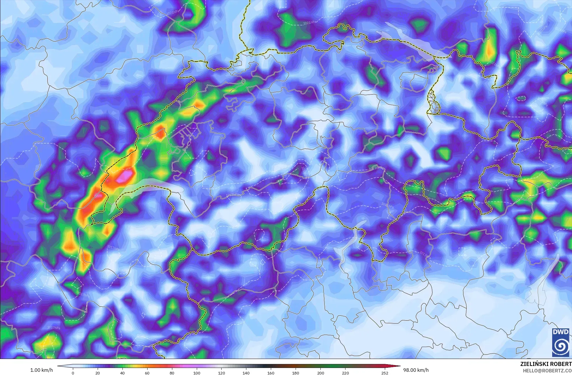 ICON モデル - スイス, 突風（最大）