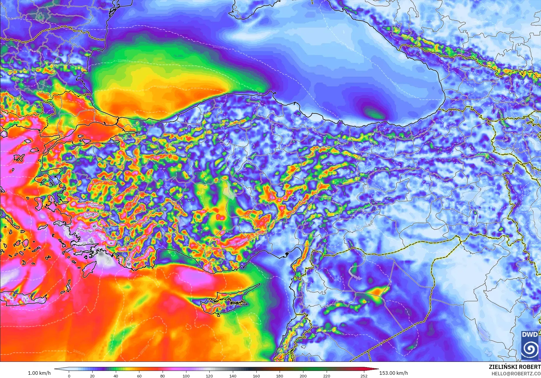 ICON モデル - トルコ, 突風（最大）