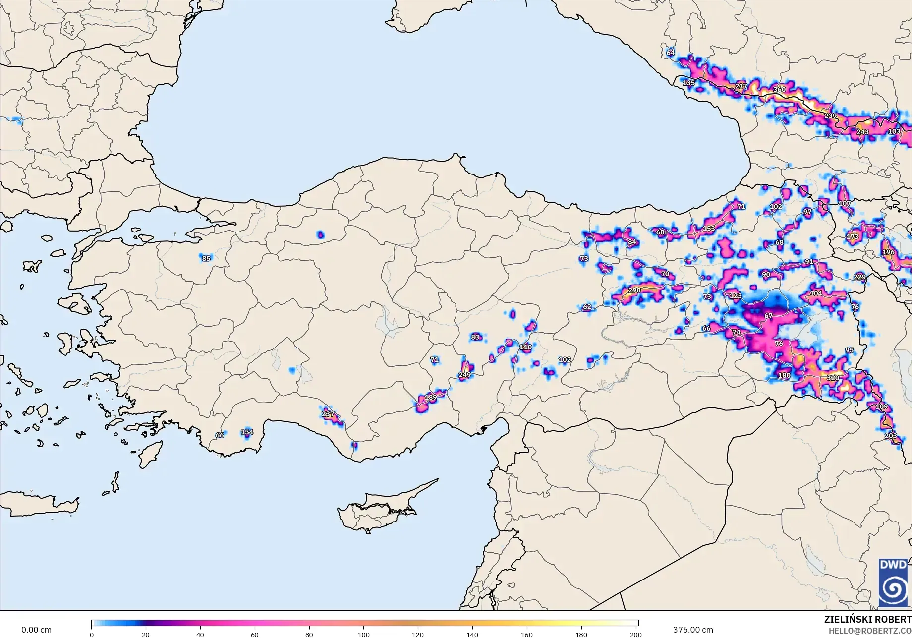 ICON モデル - トルコ, 積雪深
