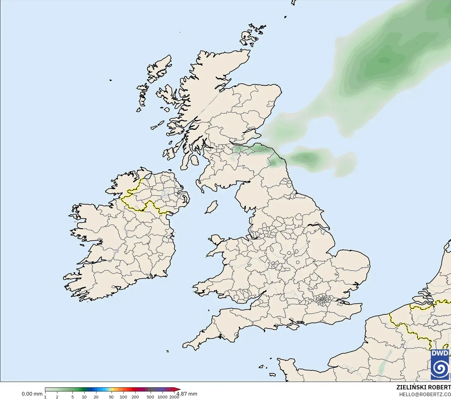 ICON モデル - イギリス, 降水量の合計