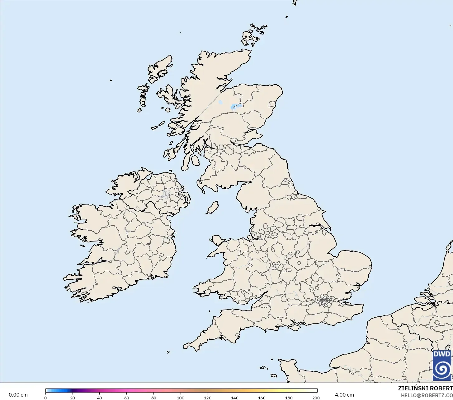 ICON モデル - イギリス, 積雪深
