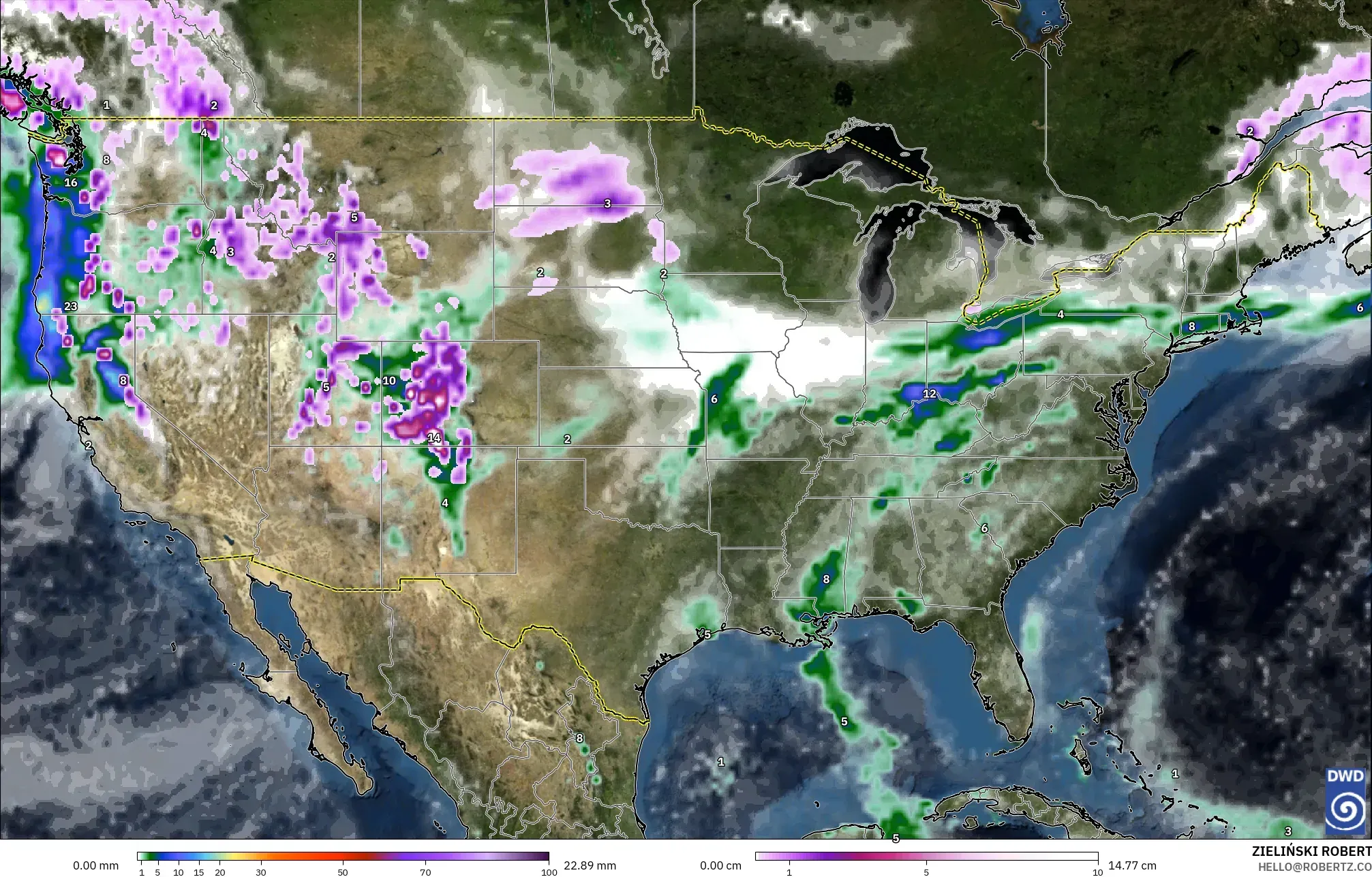 ICON モデル - アメリカ合衆国, 降水量、雲、気圧